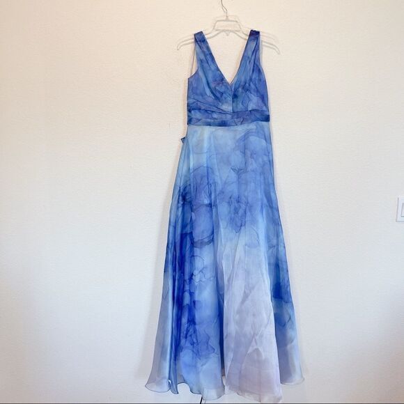 Marchesa Notte V-Neck Printed Organza Gown - Picture 7 of 11